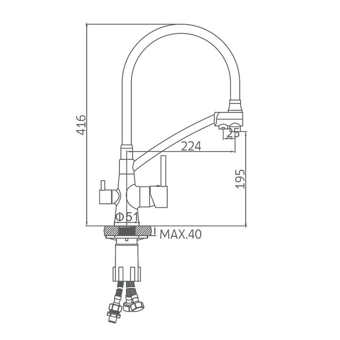 Cмеситель для кухни Accoona A5179F-13, однорычажный, выход для питьевой воды, черный, хром Cмеситель для кухни Accoona A5179F-13, однорычажный, выход для питьевой воды, черный, хром