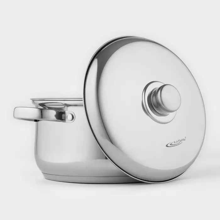 Кастрюля Катунь &laquo;Гретта&raquo;, 4.5 л, d=22 см, с крышкой, капсульное дно, индукция, нержавеющая сталь, AISI - 201, хромированная