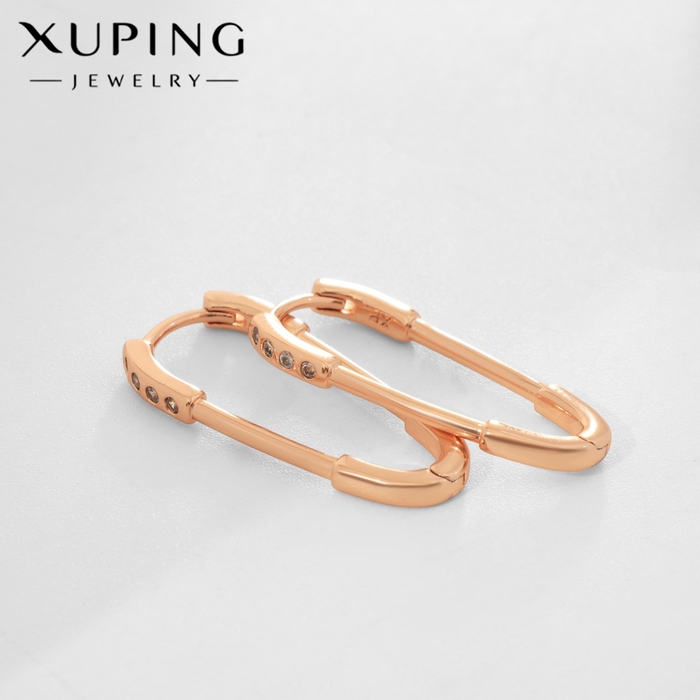 Серьги со стразами XUPING булавка чары, цвет белый в розовом золоте Серьги со стразами XUPING булавка чары, цвет белый в розовом золоте