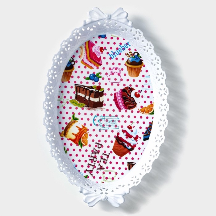 Поднос овальный Доляна «Пастораль», 36×22×5 см, цвет МИКС Поднос овальный Доляна «Пастораль», 36×22×5 см, цвет МИКС