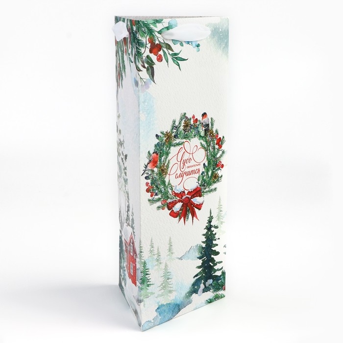 Пакет под бутылку, треугольный «Чудо», 13 х 32 х 11.3 см, Новый год Пакет под бутылку, треугольный «Чудо», 13 х 32 х 11.3 см, Новый год