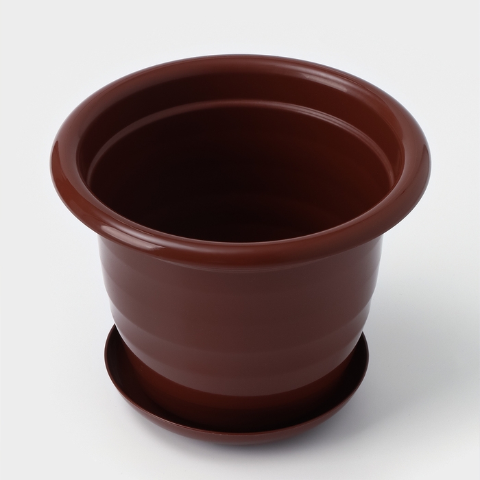 Горшок для цветов с поддоном Доляна «Арена», 2 л, цвет коричневый