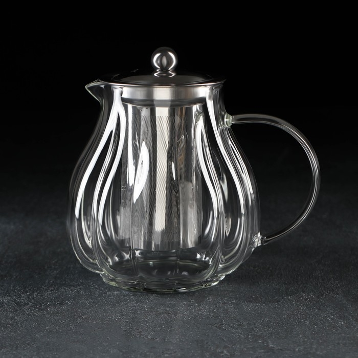 Чайник стеклянный заварочный с металлическим ситом «Глори», 1 л Чайник стеклянный заварочный с металлическим ситом «Глори», 1 л