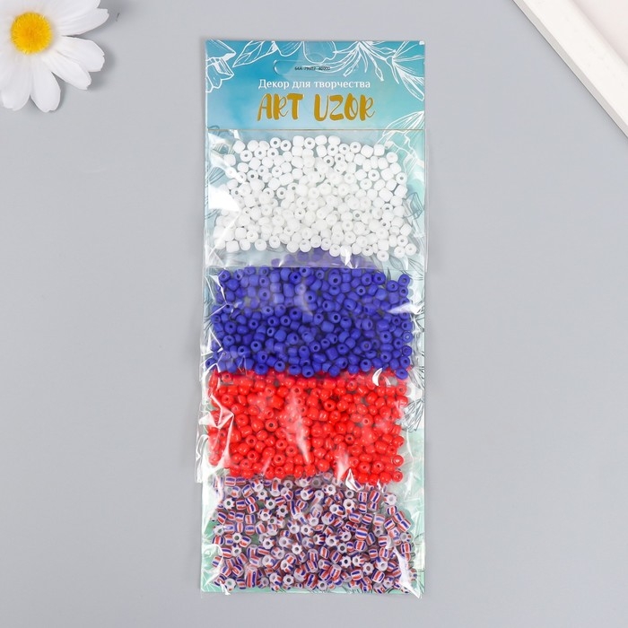 Бисер круглый 6/0  Бисер круглый 6/0 "Россия" 4 цвета х 20 гр 20х8х0,7 см