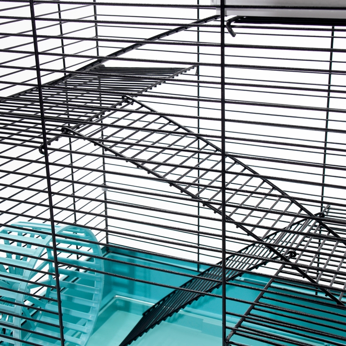 Клетка для грызунов Клетка для грызунов "Пижон" №5, с 3 этажами, укомплектованная, 41 х 30 х 58 см, бирюзовая