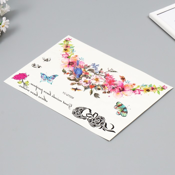 Татуировка на тело цветная Татуировка на тело цветная "Цветочное ожерелье" 36,5х22 см