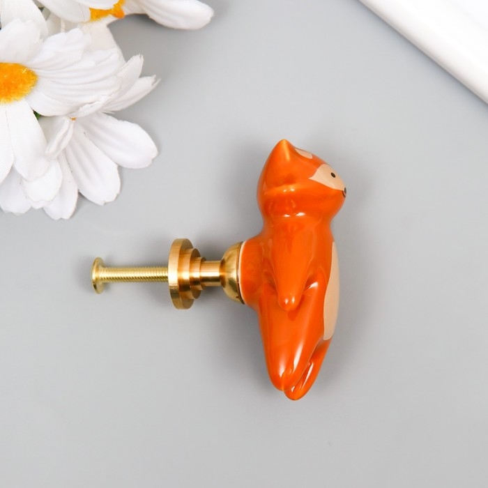 Ручка для шкатулки керамика, металл Ручка для шкатулки керамика, металл "Енотик" 6,3х3,5 см