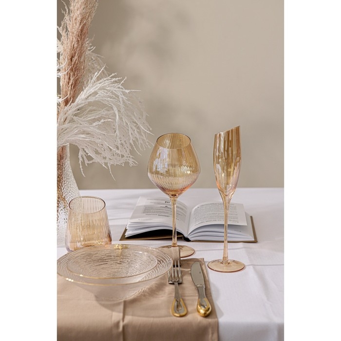 Набор бокалов для вина стеклянный Magistro «Иллюзия», 550 мл, 10×24 см, 6 шт, цвет золотой Набор бокалов для вина стеклянный Magistro «Иллюзия», 550 мл, 10×24 см, 6 шт, цвет золотой