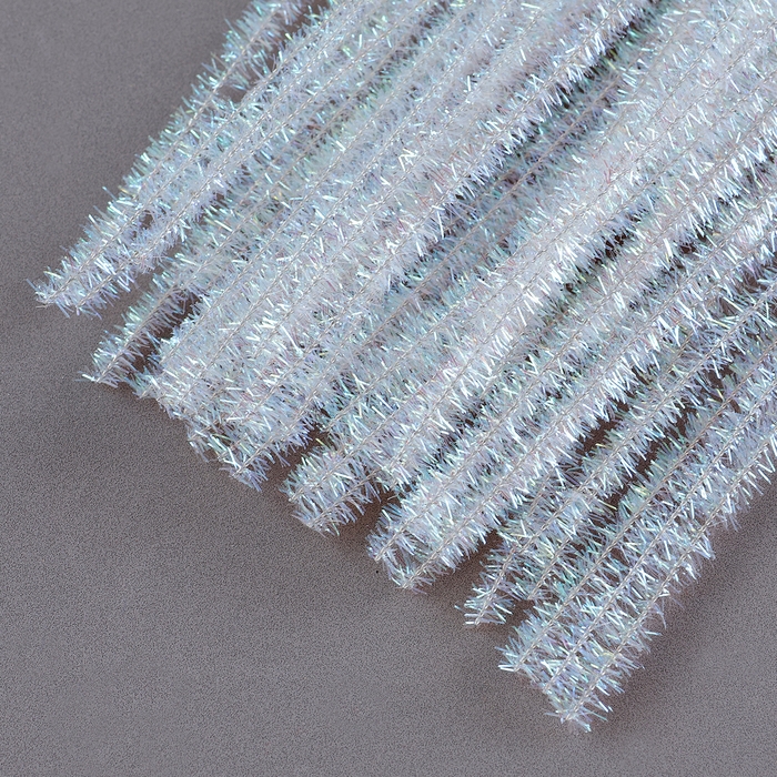 Проволока с ворсом для поделок «Блеск», набор 50 шт, размер 1 шт: 30×0,6 см, цвет перламутр