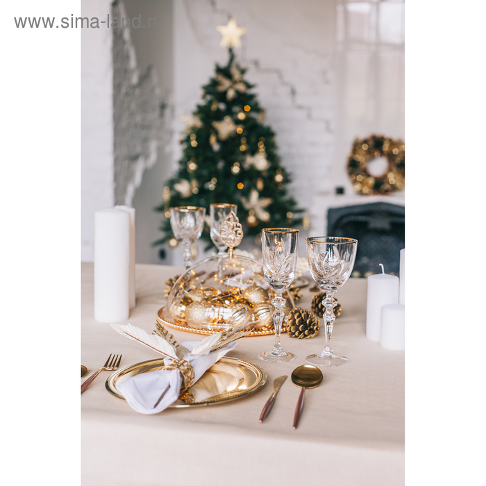 Набор бокалов хрустальных для вина «Цветок», отводка золотом, 160 мл, 6 шт Набор бокалов хрустальных для вина «Цветок», отводка золотом, 160 мл, 6 шт