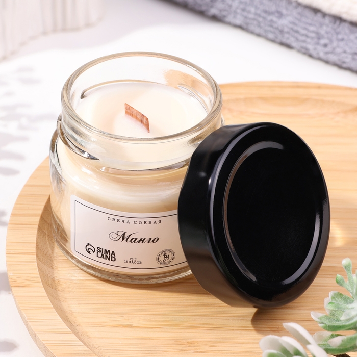 Свеча ароматическая из соевого воска в банке, 75 г, манго Свеча ароматическая из соевого воска в банке, 75 г, манго