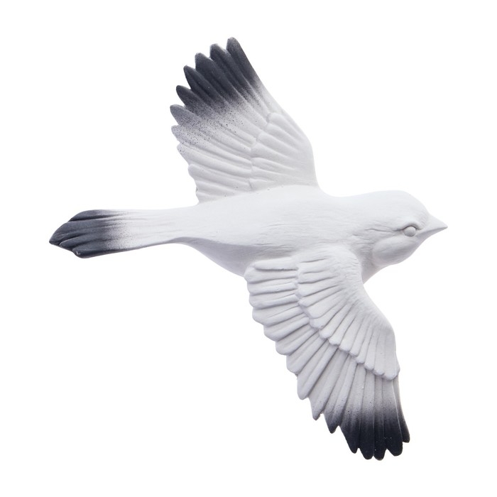 Декорация настенная, гипсовое панно Декорация настенная, гипсовое панно "Птицы" 5 шт, белые с черными крыльями