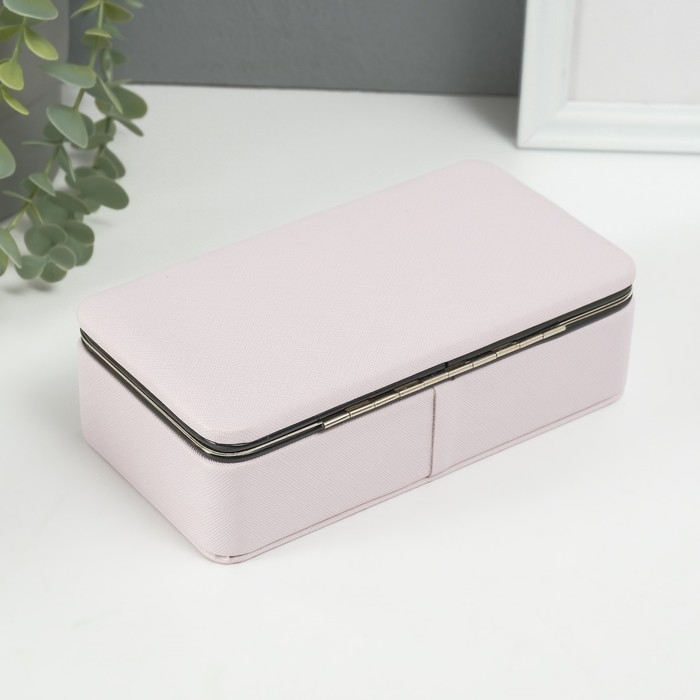 Шкатулка кожзам для украшений Шкатулка кожзам для украшений "Мелкая рябь" бледно розовая 10х18х6 см