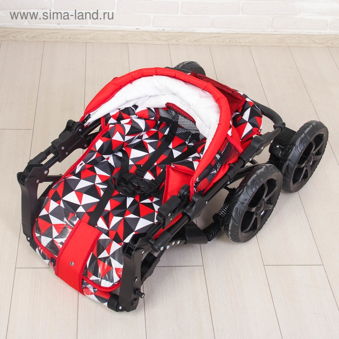 Коляска-трансформер «Гном», пластиковые колёса, оттенки красного, рисунок МИКС Коляска-трансформер «Гном», пластиковые колёса, оттенки красного, рисунок МИКС