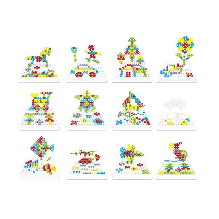 Конструктор Болтовая мозаика «Объёмные фигуры», с отвёрткой и основанием, 189 деталей Конструктор Болтовая мозаика «Объёмные фигуры», с отвёрткой и основанием, 189 деталей