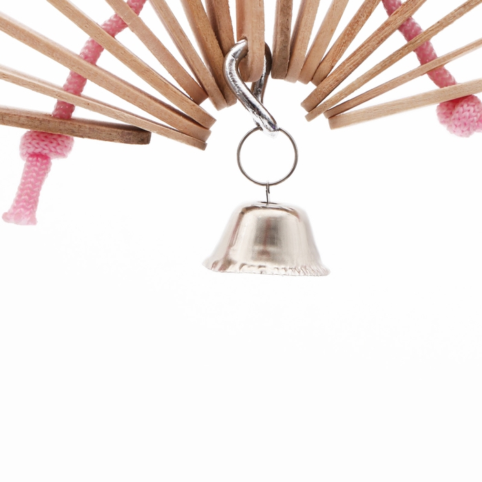 Игрушка для птиц Игрушка для птиц "Веер" с колокольчиком, натуральное дерево, 20 х 20 см