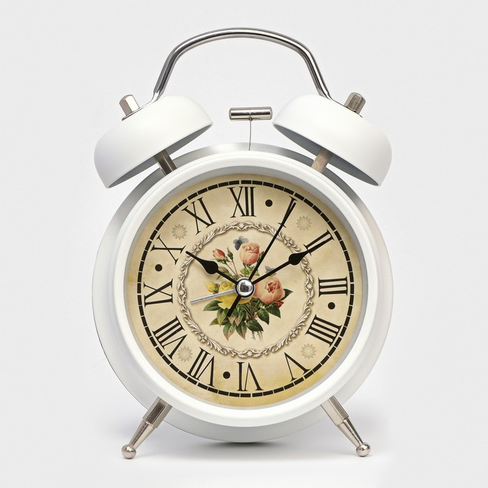 Будильник Будильник "Прованс", дискретный ход, d-9 см, с подсветкой, 17 х 11 см