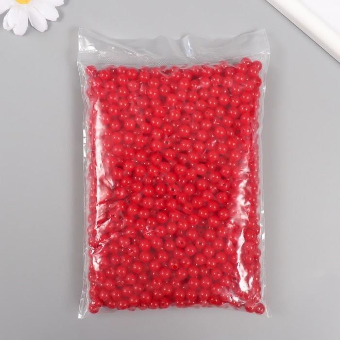 Набор бусин "Жемчуг" d 8 мм, 250 гр, красный
