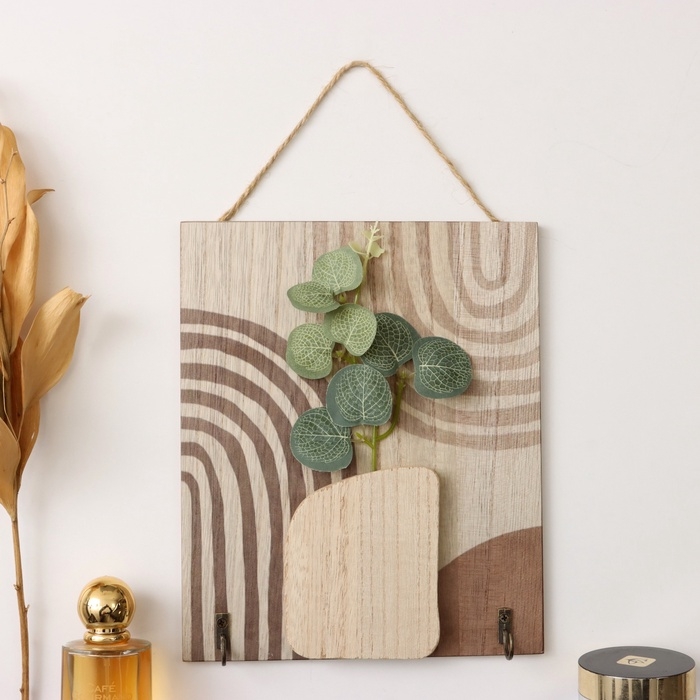 Крючки декоративные дерево Крючки декоративные дерево "Абстракция. Прямоугольник. Цветок" 1,5х19,5х23,5 см