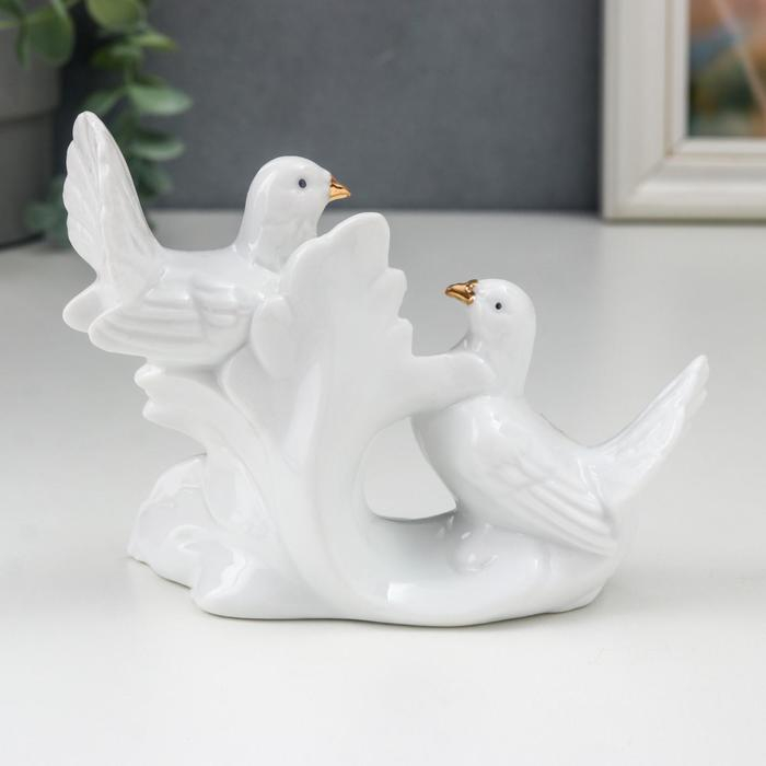 Сувенир керамика "Белые голуби на пушистой ветке" стразы 10х5,3х13 см