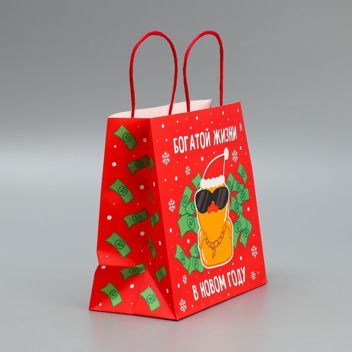 Пакет подарочный новогодний крафтовый «Что-то на богатом», 22 х 22 х 11 см Пакет подарочный новогодний крафтовый «Что-то на богатом», 22 х 22 х 11 см