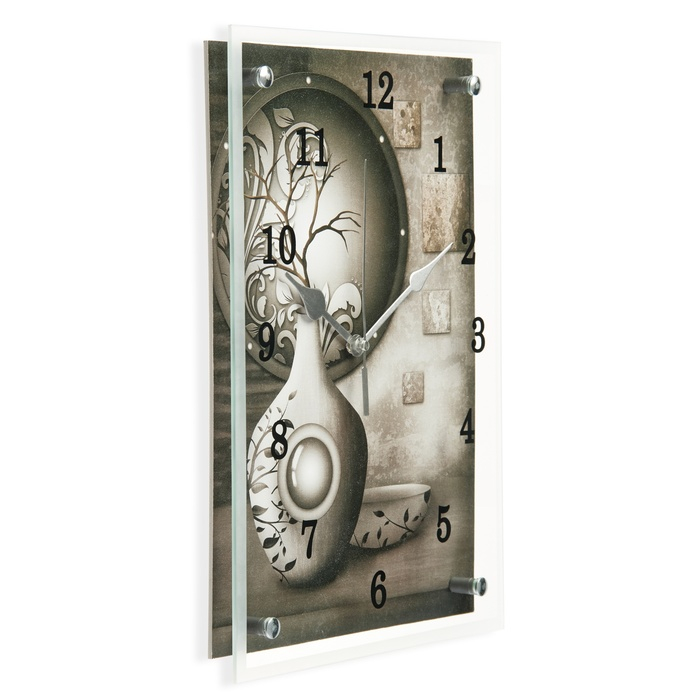 Часы-картина настенные, интерьерные  Часы-картина настенные, интерьерные "Серая ваза", бесшумные, 25 х 35 см