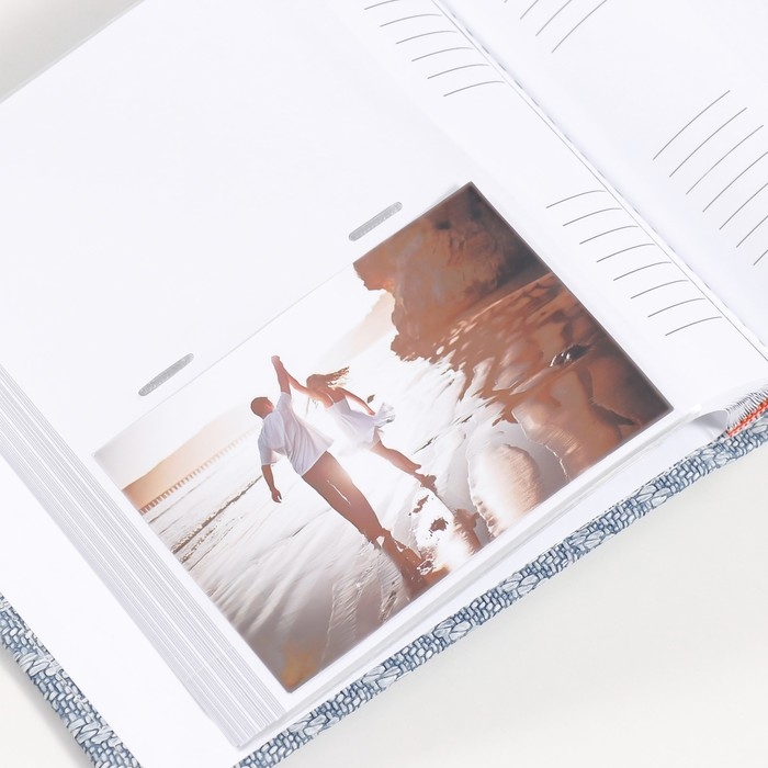 Фотоальбом на 200 фото 10х15 см кожзам Фотоальбом на 200 фото 10х15 см кожзам "Багетная текстура" бумажные листы синий 5х23х22 см 1049963