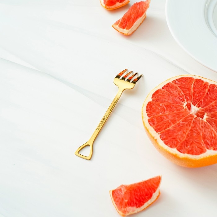 Вилка десертная из нержавеющей стали Magistro «Грабли», длина 12 см, цвет золотой Вилка десертная из нержавеющей стали Magistro «Грабли», длина 12 см, цвет золотой