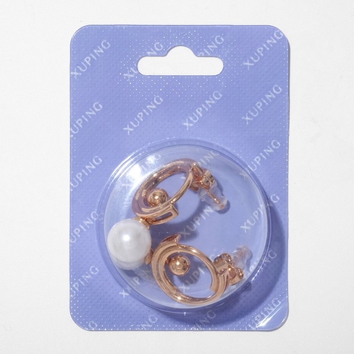 Серьги с жемчугом XUPING модерн, цвет белый в золоте Серьги с жемчугом XUPING модерн, цвет белый в золоте
