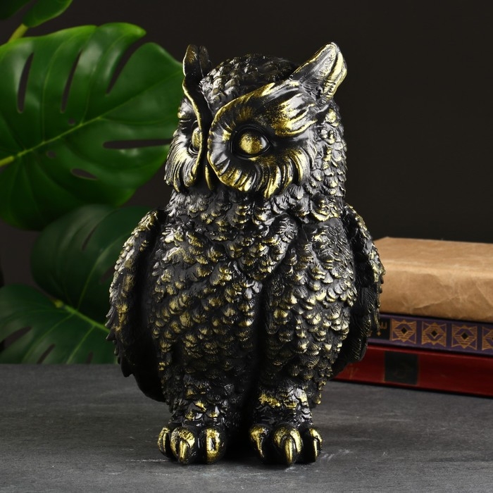 Копилка Копилка "Сова большая" черная, золотая, 27 см