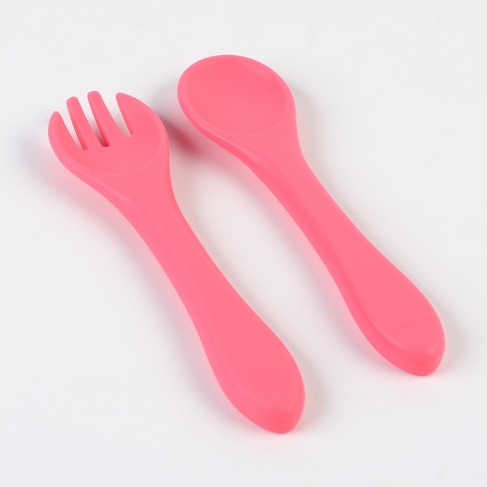 Тарелка детская на присоске и столовые приборы, Крошка Я, розовый Тарелка детская на присоске и столовые приборы, Крошка Я, розовый