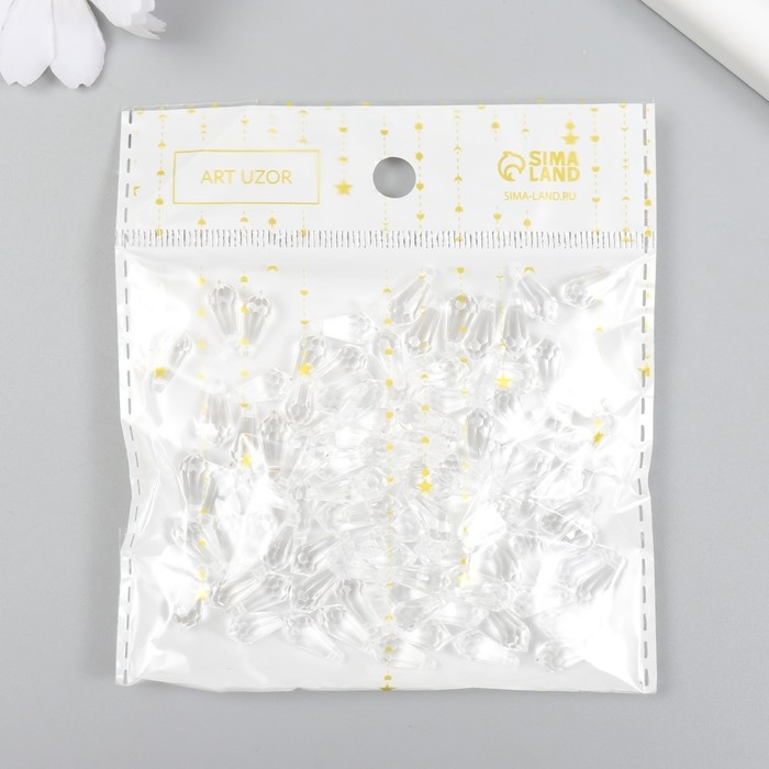 Бусины для творчества пластик Бусины для творчества пластик "Кристалл-капля" набор 20 гр 0,6х0,6х1,3 см