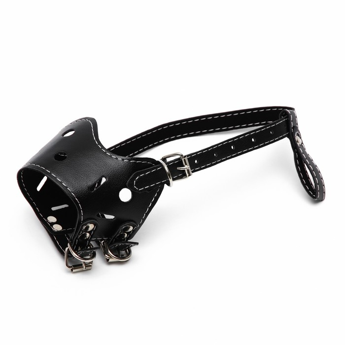 Намордник из прессованной кожи регулируемый, №2, ДН 5 см, ОМ 15-22 см, чёрный Намордник из прессованной кожи регулируемый, №2, ДН 5 см, ОМ 15-22 см, чёрный