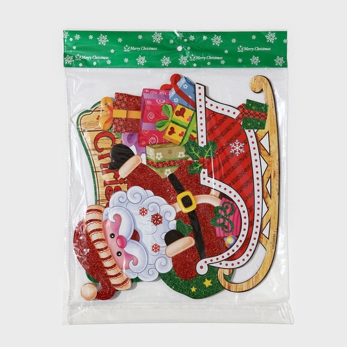 Декоративное украшение (подвеска)  Декоративное украшение (подвеска) "Дед мороз на санках" 43,5х30,5 см