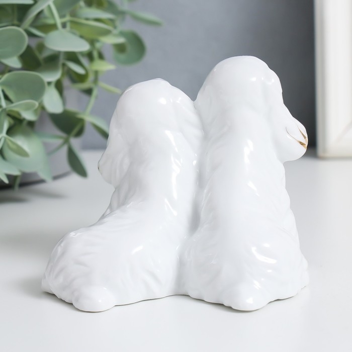 Сувенир керамика Сувенир керамика "Собачки породы спаниель" белый, стразы 8,2х9,3х7,3 см