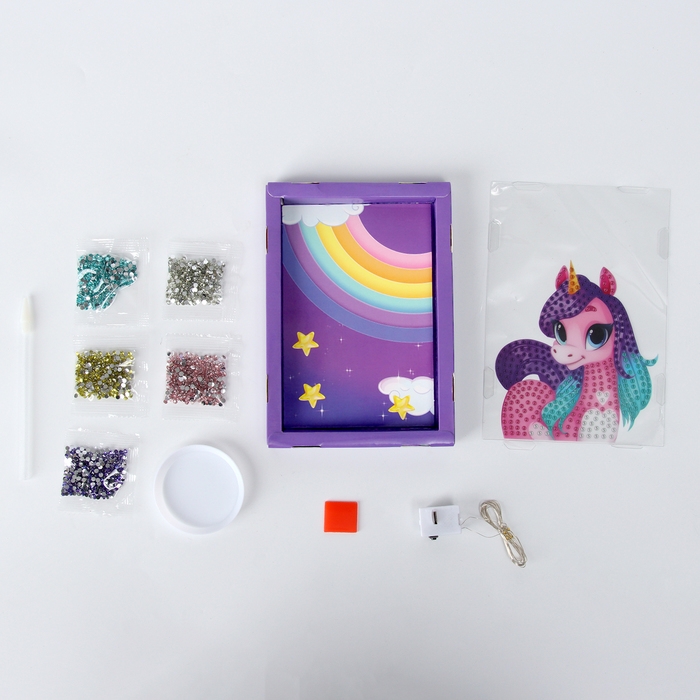 Алмазная мозаика в рамке для детей «Сказочный Единорожка»