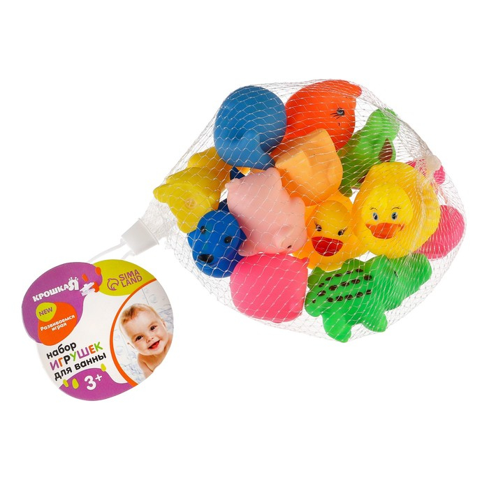 Набор резиновых игрушек для ванны «Малыши», с пищалкой, 12 шт, Крошка Я Набор резиновых игрушек для ванны «Малыши», с пищалкой, 12 шт, Крошка Я