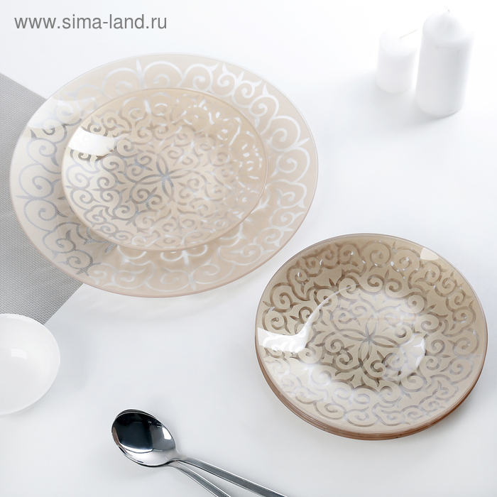 Набор тарелок «Восток», 7 предметов: d=30 см - 1 шт, d=20 см - 6 шт, цвет золотой Набор тарелок «Восток», 7 предметов: d=30 см - 1 шт, d=20 см - 6 шт, цвет золотой