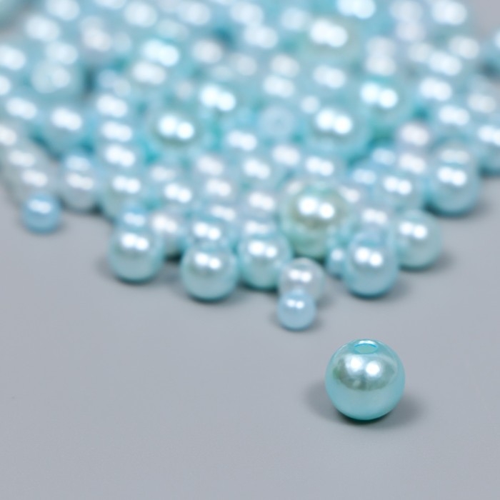 Бусины для творчества пластик Бусины для творчества пластик "Круглые. Голубое небо" d=3-8 мм, набор 10 гр