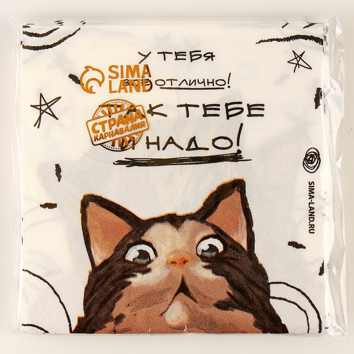 Салфетки бумажные 25*25см Салфетки бумажные 25*25см "Коты" (набор 20 шт)