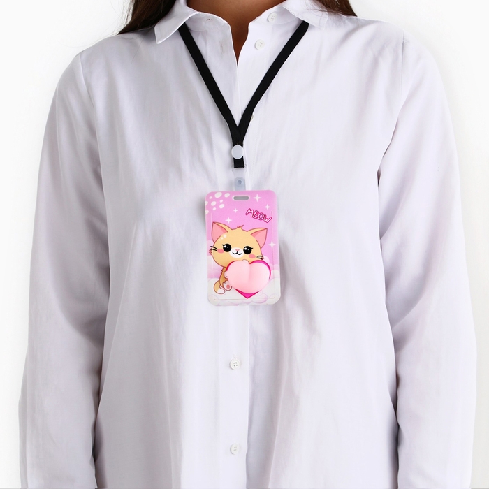 Чехол для бейджа «Котик» , 6,9 х 11 см
