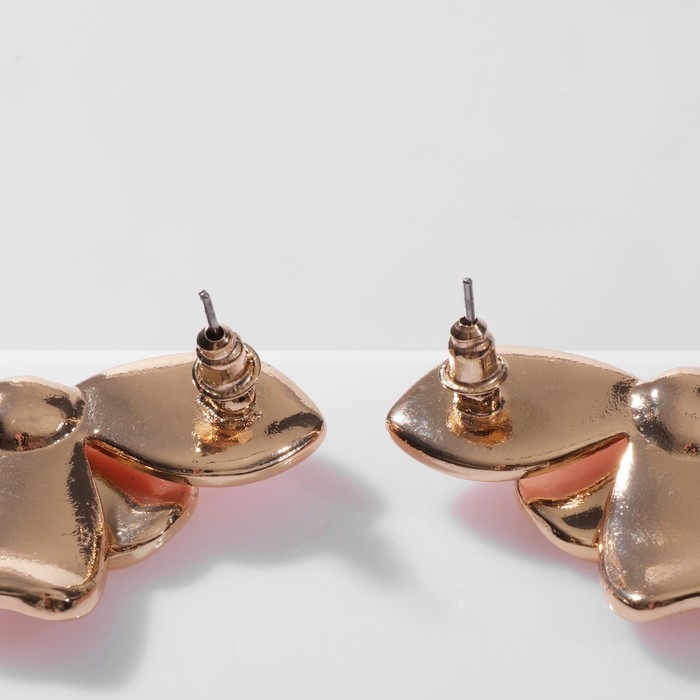 Серьги эмаль «Цветок» половинка, цвет розовый в золоте Серьги эмаль «Цветок» половинка, цвет розовый в золоте