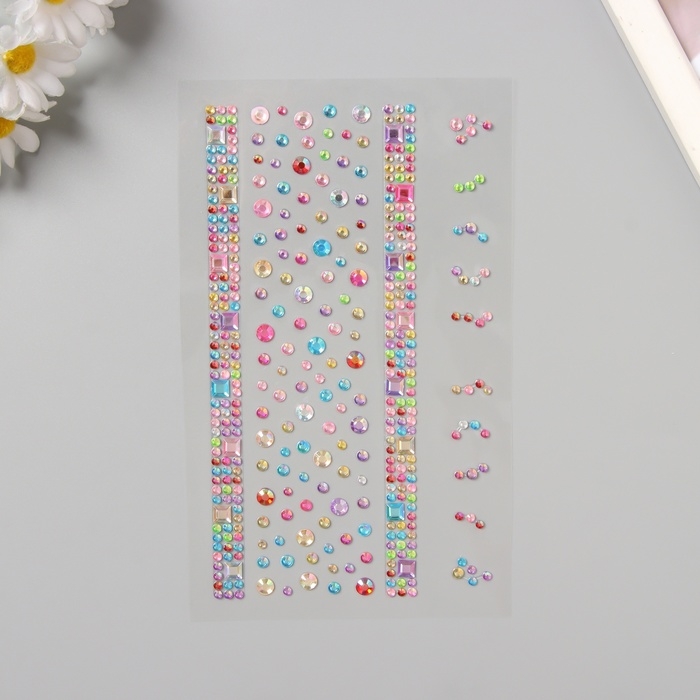 Наклейка пластик стразы "Квадратная дорога" цветная 22,5х11,5 см