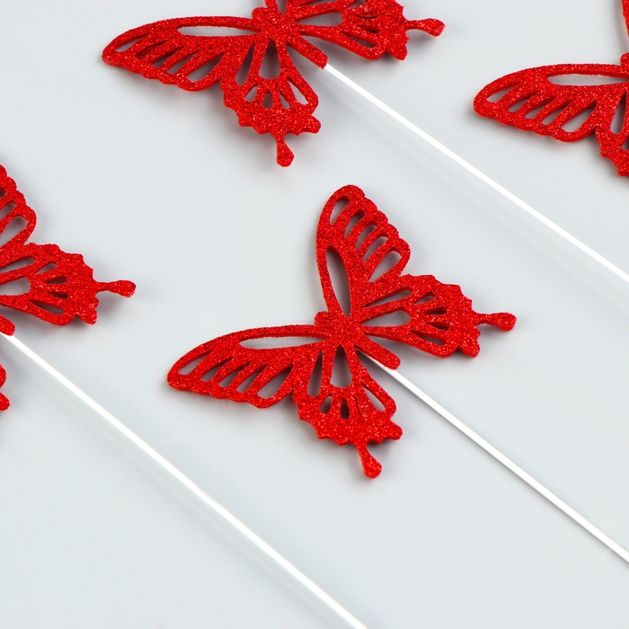 Набор топперов «Бабочки», цвет красный Набор топперов «Бабочки», цвет красный