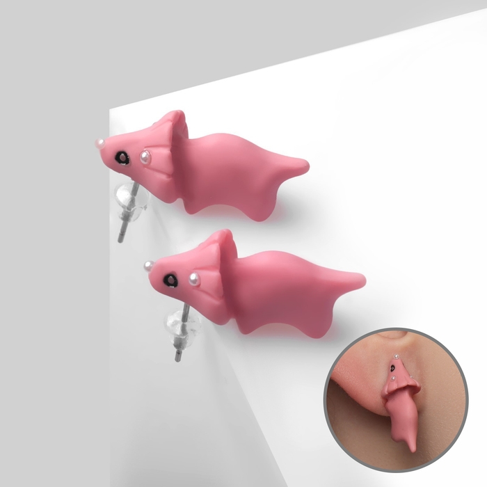 Серьги из полимерной глины «Динозавр», цвет розовый Серьги из полимерной глины «Динозавр», цвет розовый