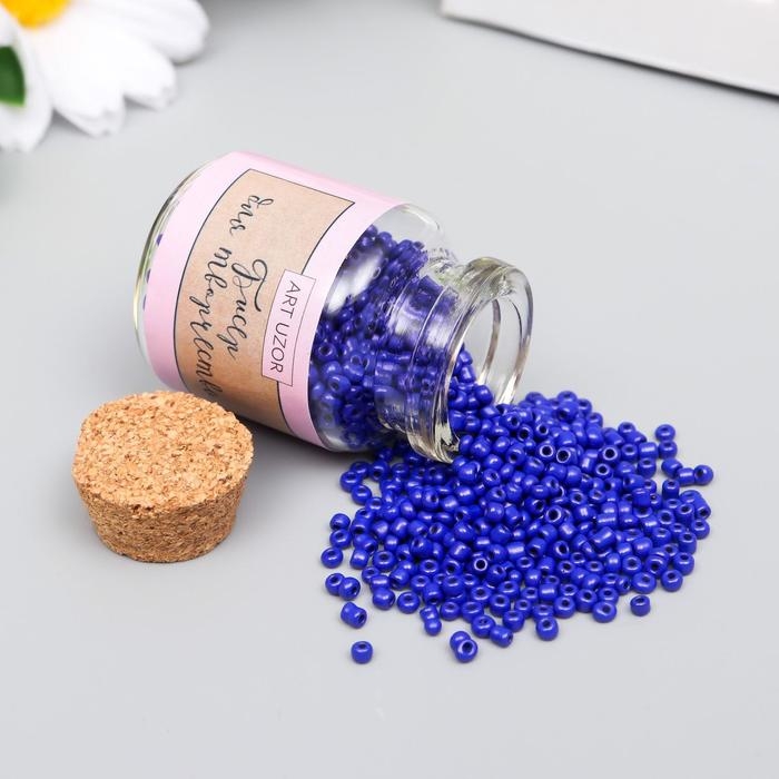 Бисер круглый 12/0 в бутылочке  Бисер круглый 12/0 в бутылочке "Ярко-синий" 20 гр