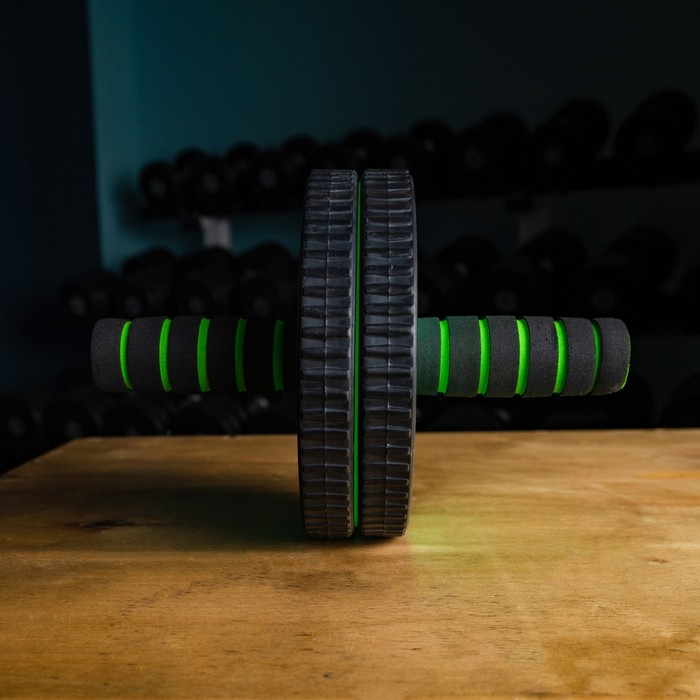 Ролик для пресса ONLYTOP, 2 колеса, цвет чёрный Ролик для пресса ONLYTOP, 2 колеса, цвет чёрный