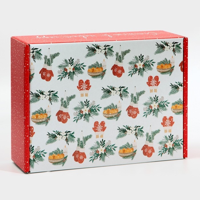 Коробка подарочная новогодняя складная «Хюгге», 30,7 х 22 х 9,5 см, Новый год