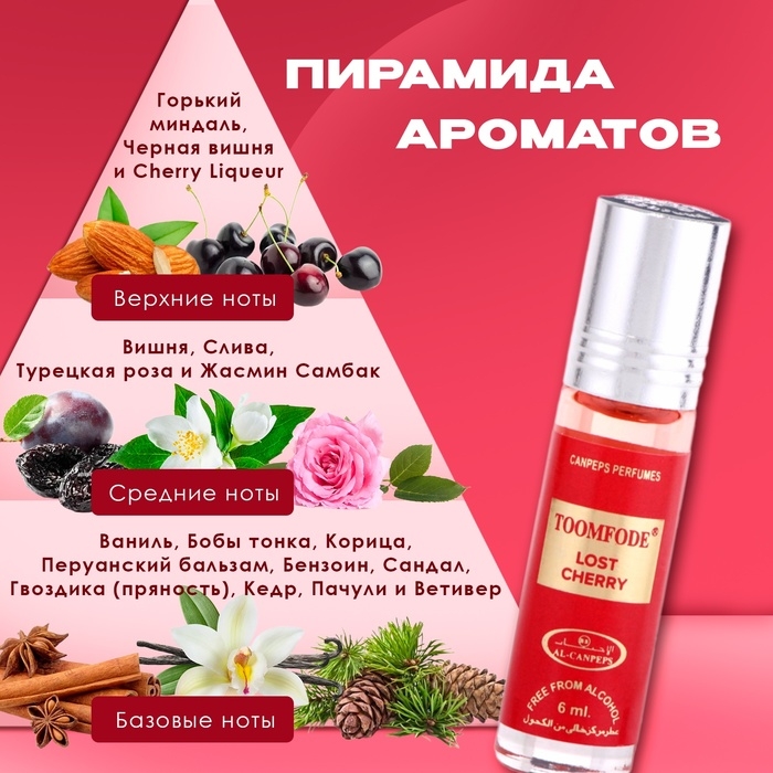 Духи масляные женские Toomfode Lost Cherry, 6 мл Духи масляные женские Toomfode Lost Cherry, 6 мл