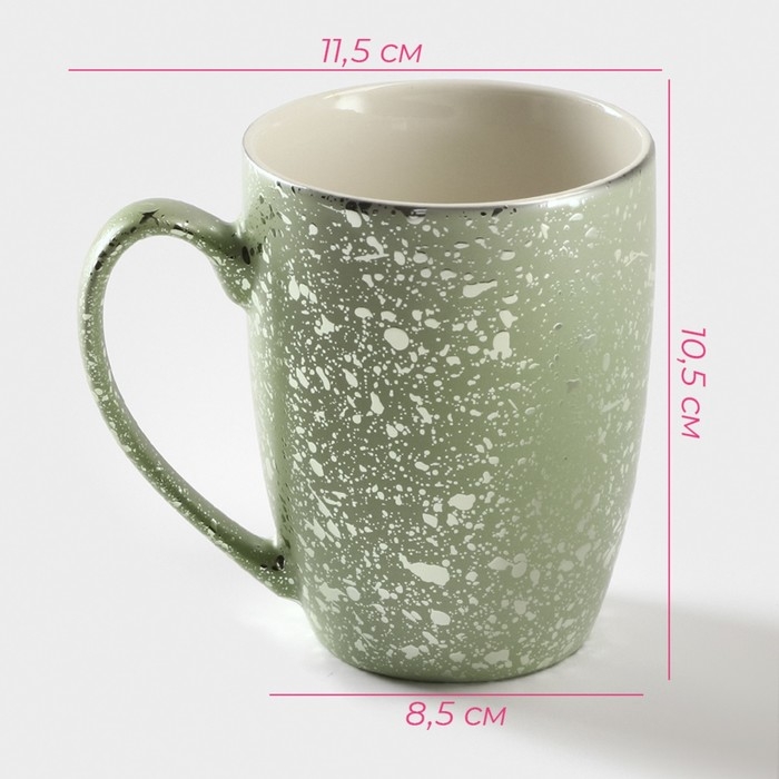 Кружка керамическая Доляна «Блеск», 350 мл, цвет зелёный Кружка керамическая Доляна «Блеск», 350 мл, цвет зелёный